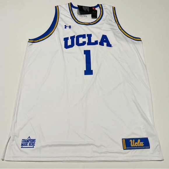 New UCLA Bruins Under Armour #1 Basketball Jersey White Men’s Small Medium 2XL - Picture 1 of 6
